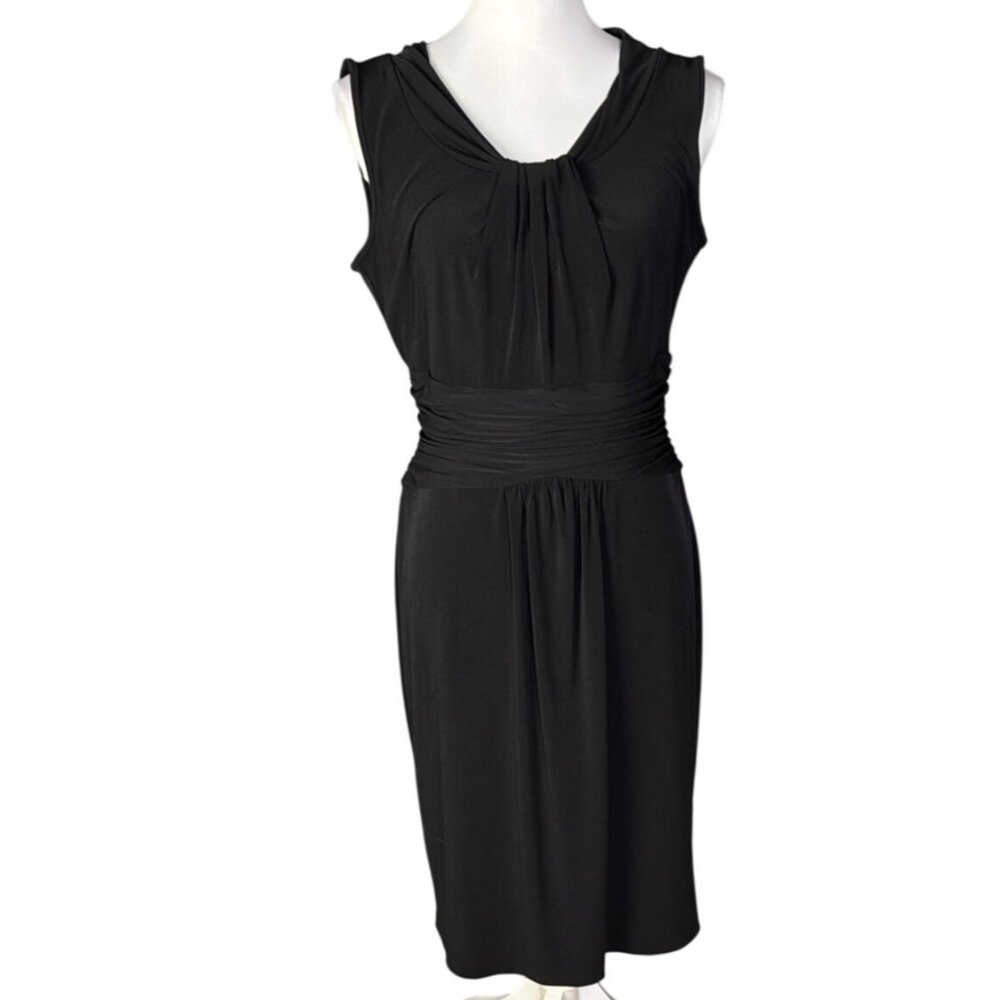 Calvin Klein Black Sleeveless Knee-Length Dress With Ruched Waistband Size M